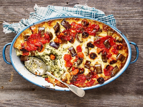 Rustic Italian Baked Vegetable Ragu With Spinach Polenta